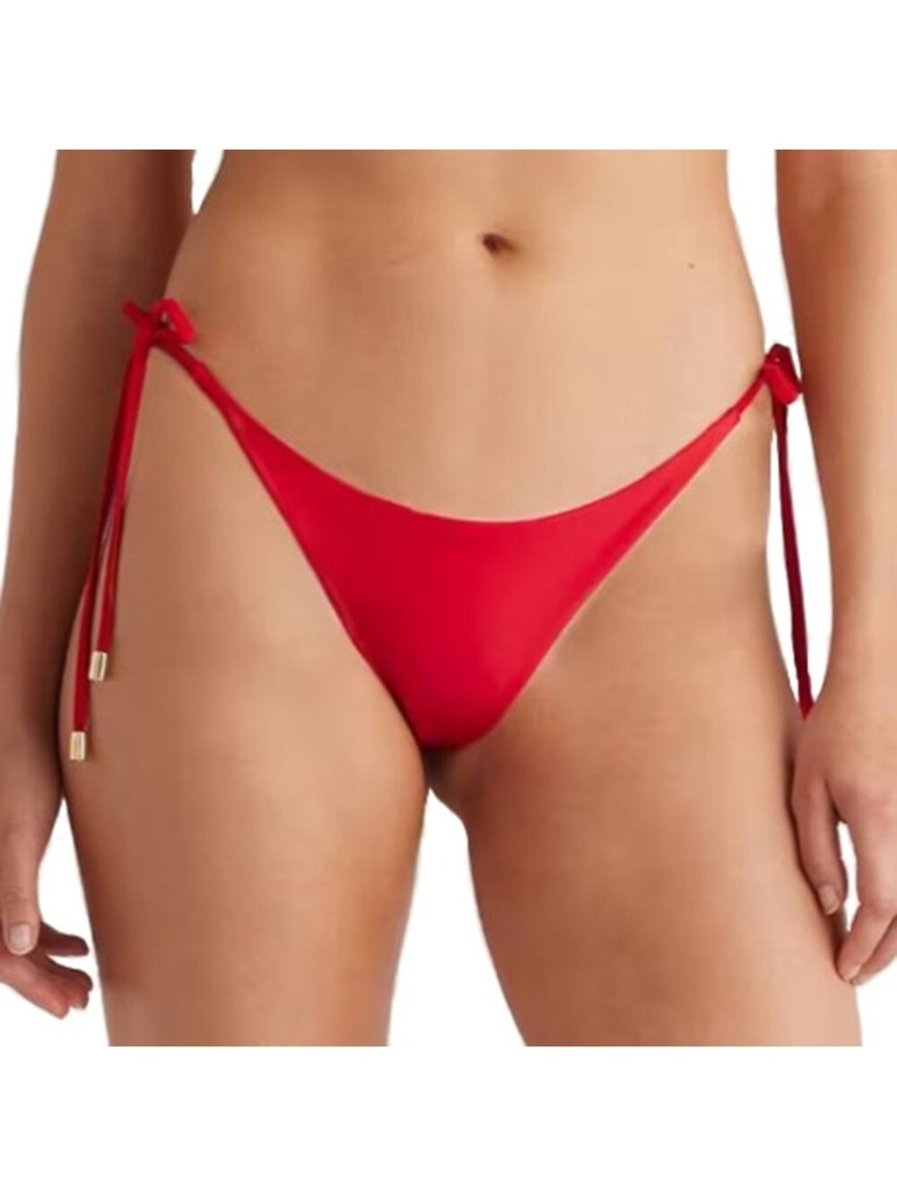 Quince Italian Adjustable Side-Tie Bikini Bottom Chery Red Size Medium NWT